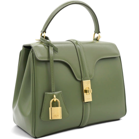 Celine Satinated Calfskin Mini 16 Top Handle Bag Sage 