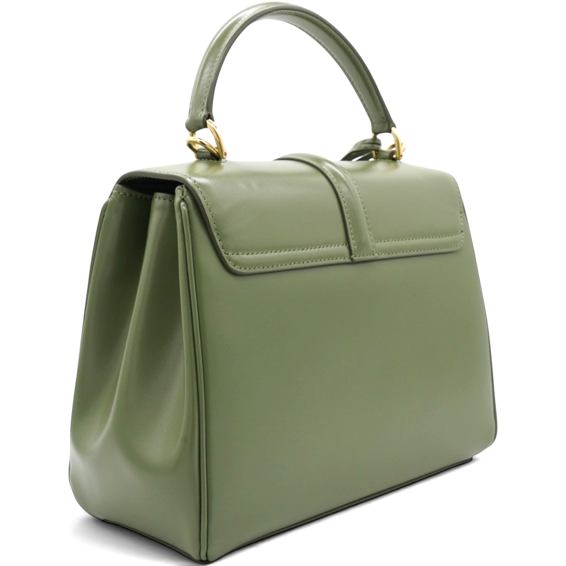 Celine Satinated Calfskin Mini 16 Top Handle Bag Sage 