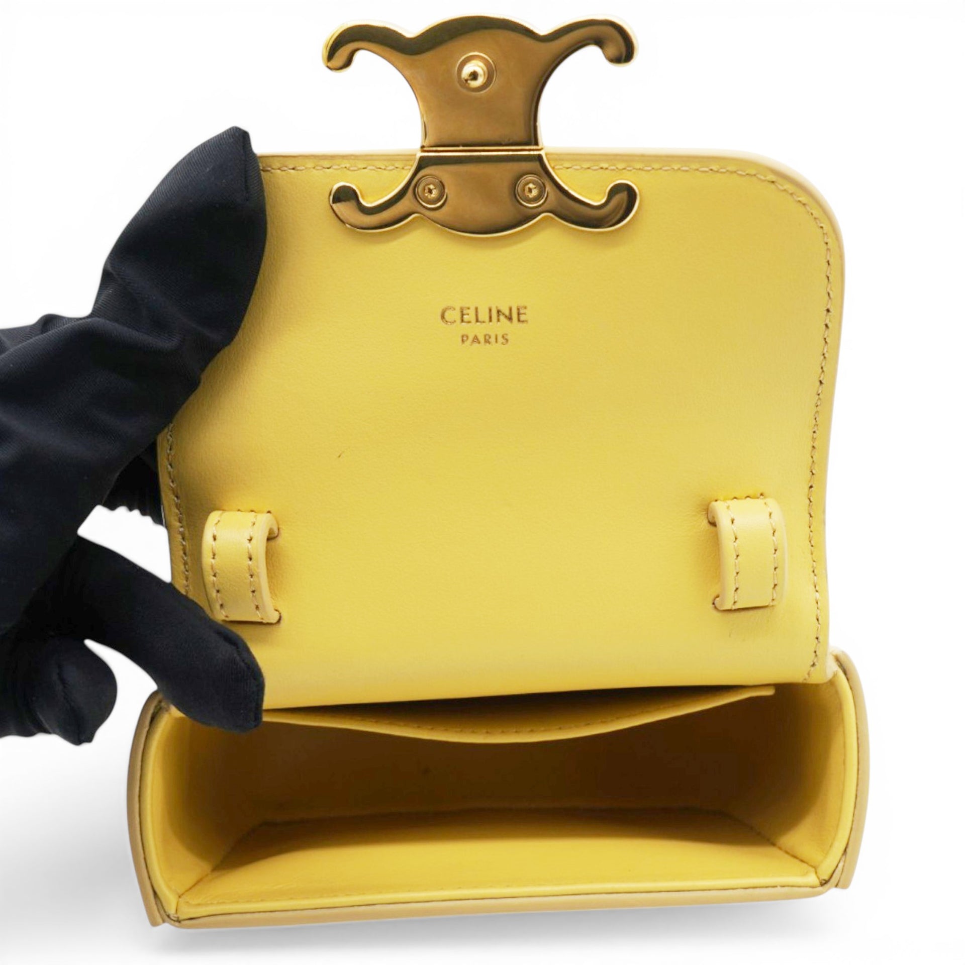 Celine Shiny Calfskin Mini Triomphe Yellow 