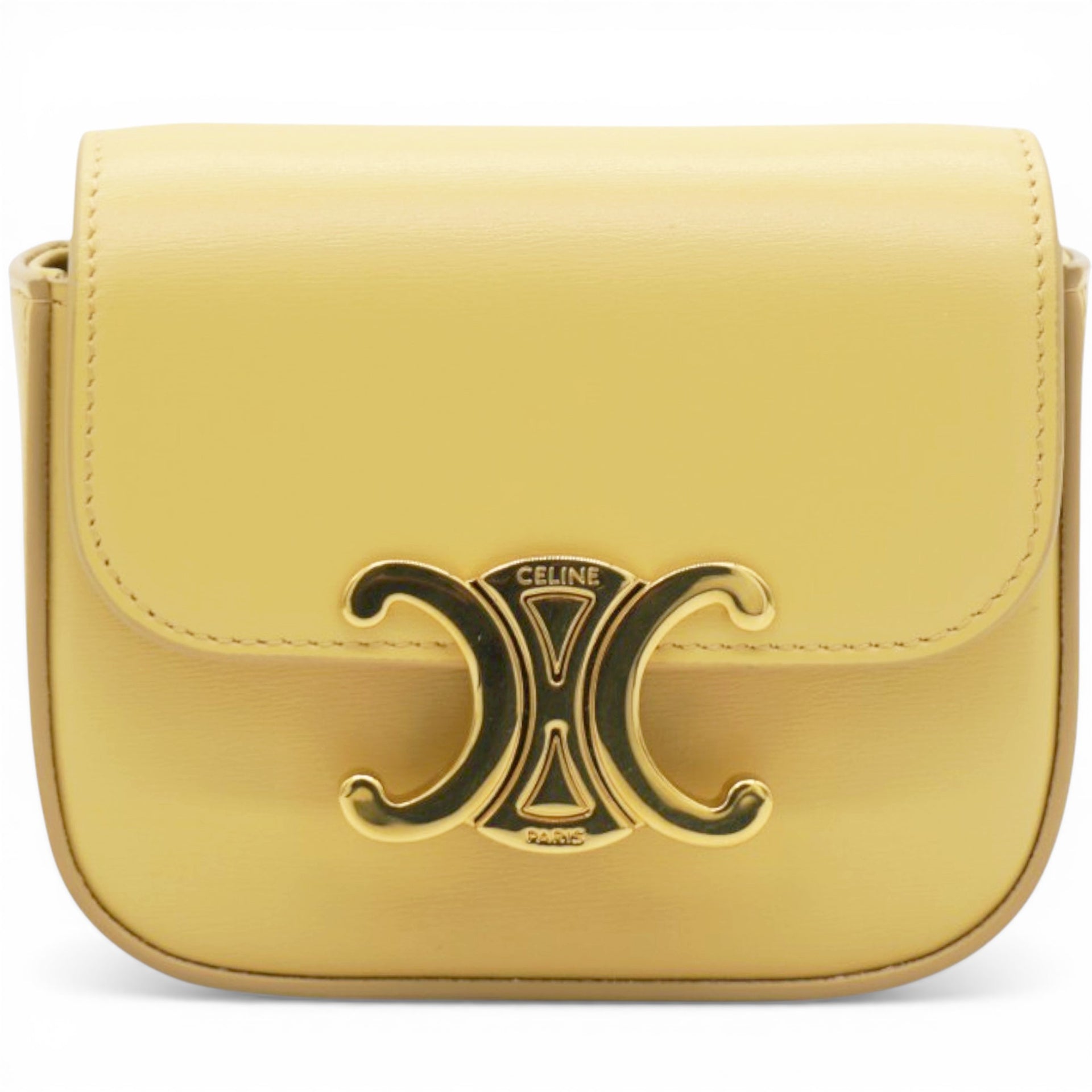 Celine Shiny Calfskin Mini Triomphe Yellow 