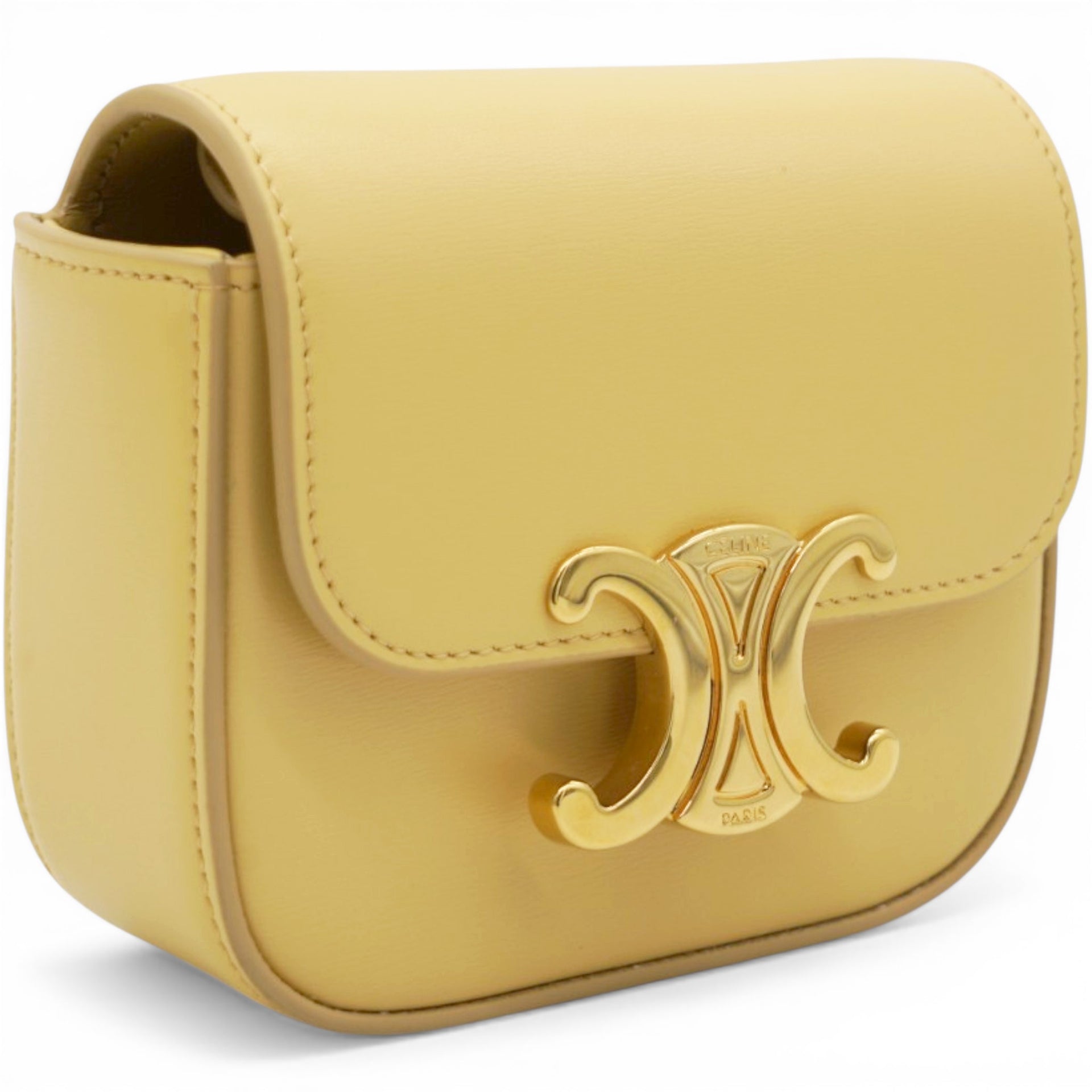 Celine Shiny Calfskin Mini Triomphe Yellow 