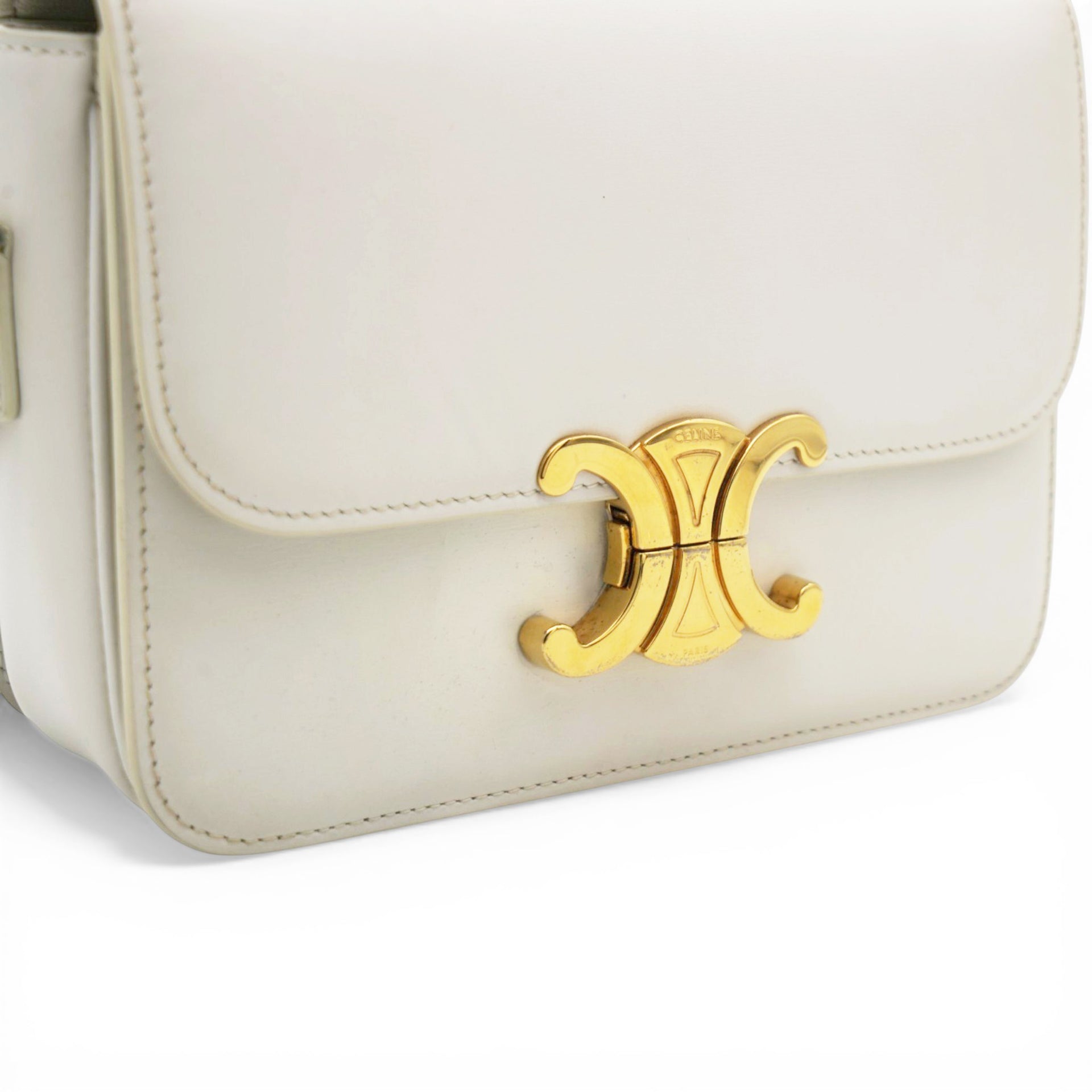 Celine Shiny Calfskin Teen Triomphe White 