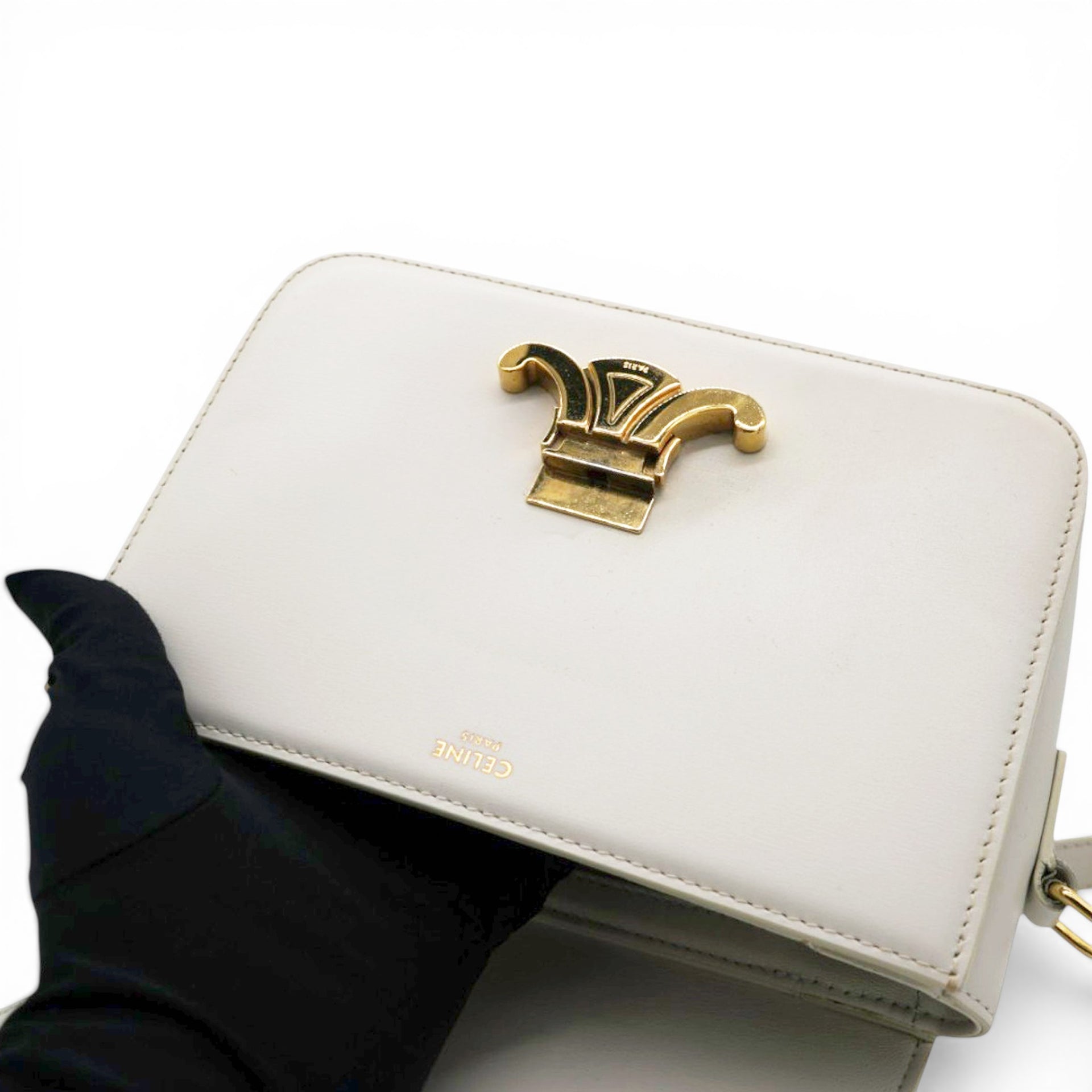 Celine Shiny Calfskin Teen Triomphe White 