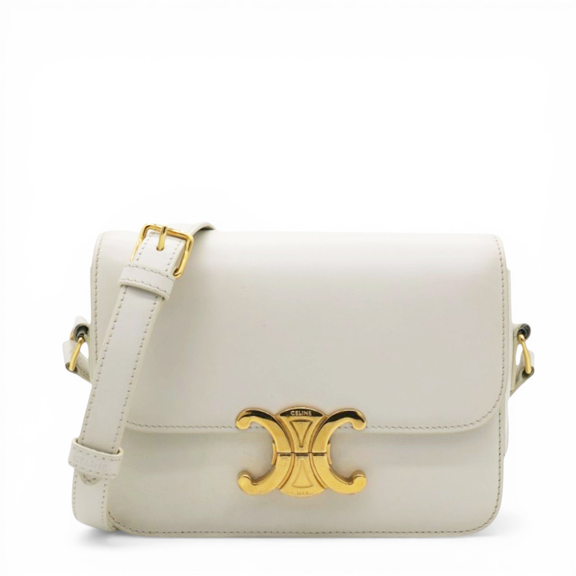 Celine Shiny Calfskin Teen Triomphe White 