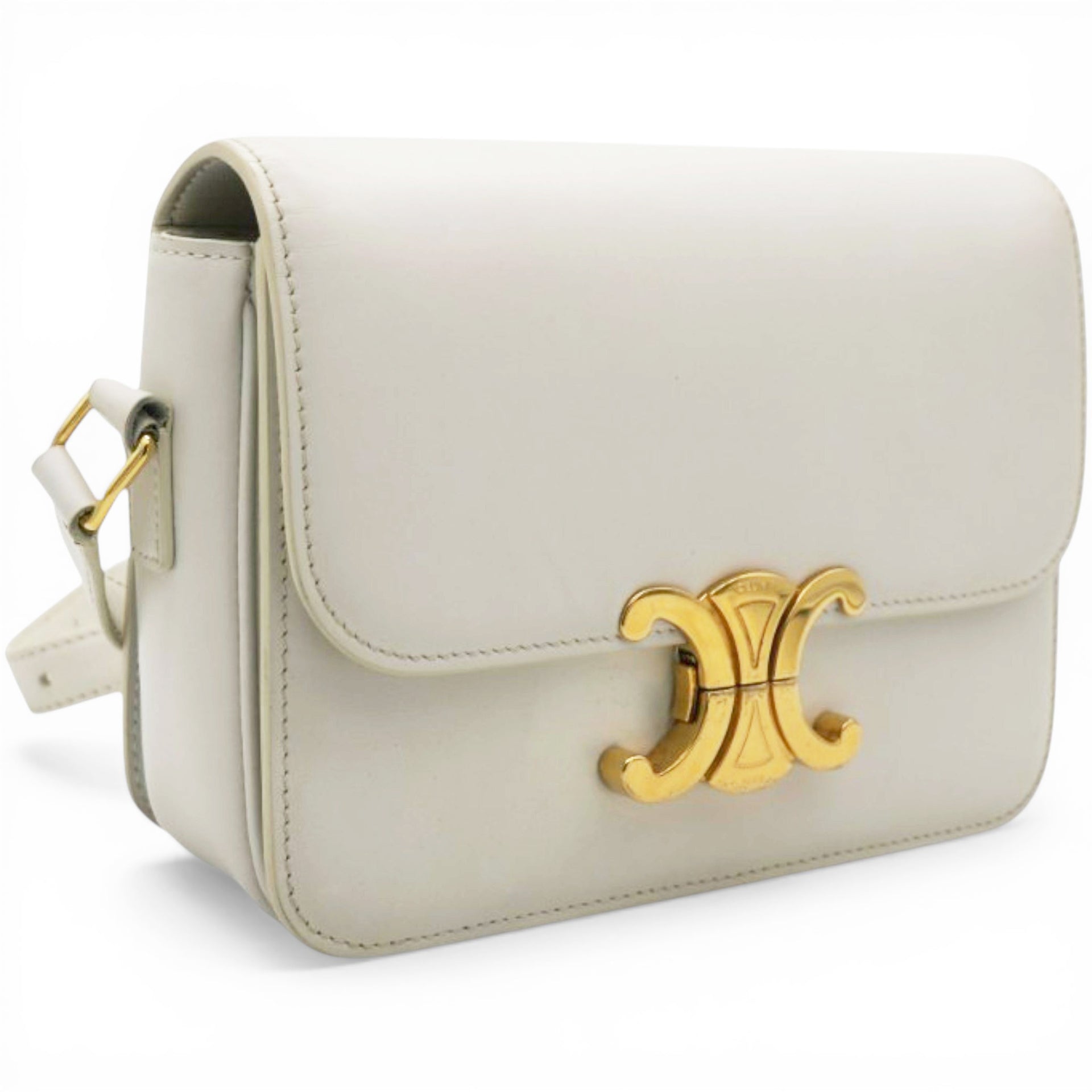 Celine Shiny Calfskin Teen Triomphe White 