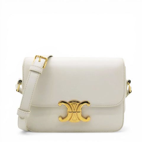 Celine Shiny Calfskin Teen Triomphe White 