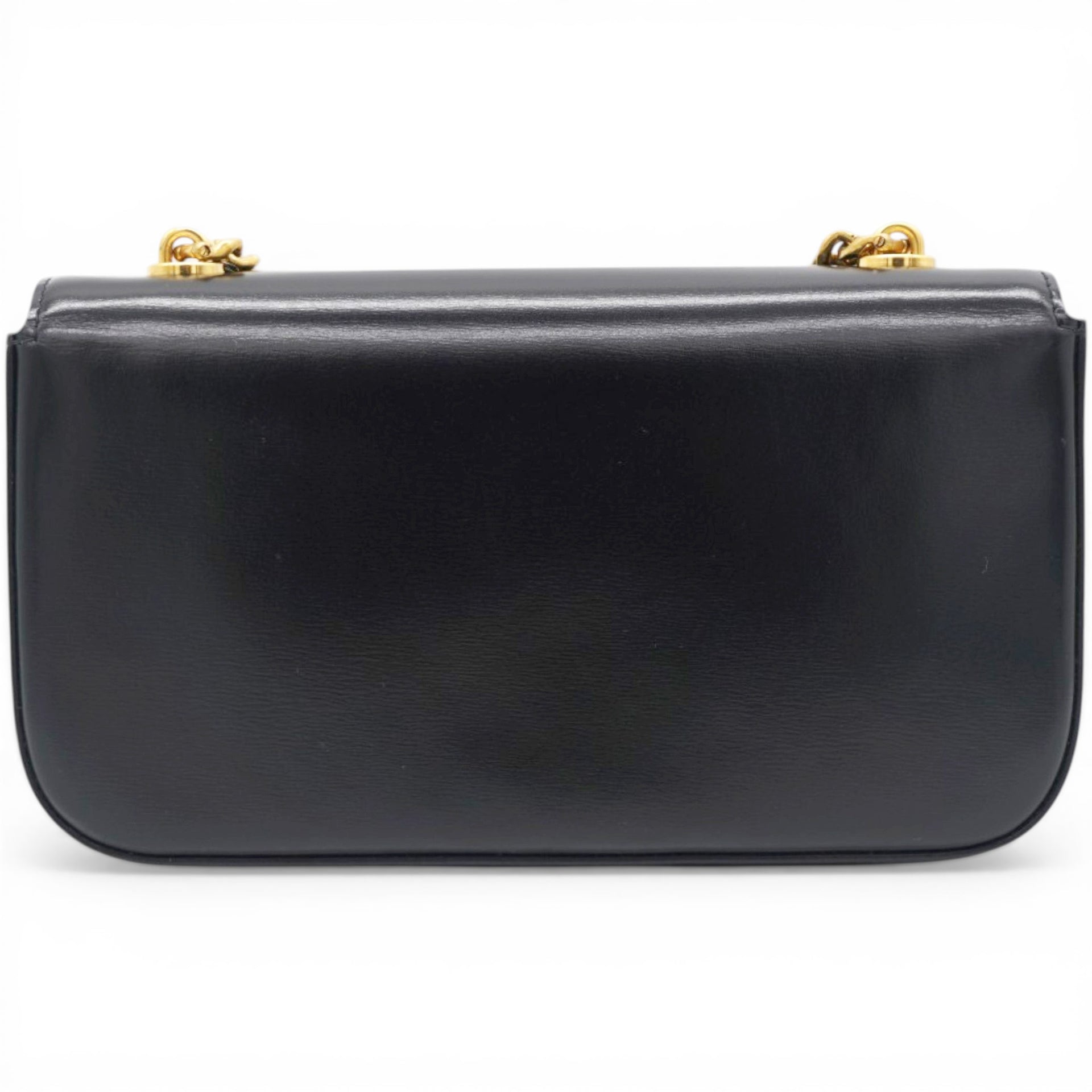 Celine Shiny Leather Triomphe Shoulder Bag Black 