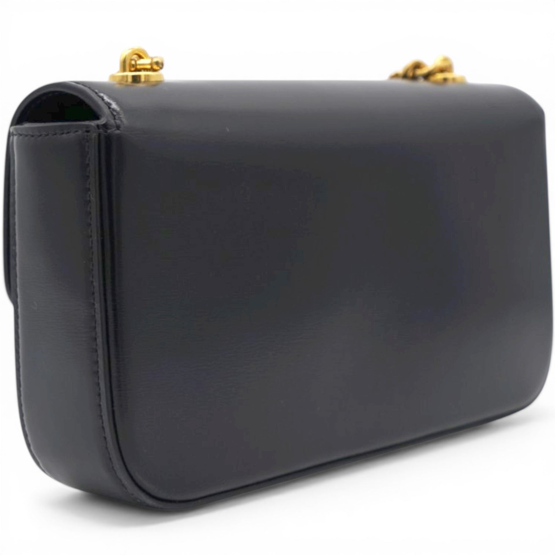 Celine Shiny Leather Triomphe Shoulder Bag Black 