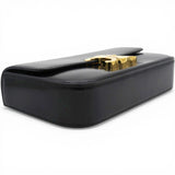 Celine Shiny Leather Triomphe Shoulder Bag Black 