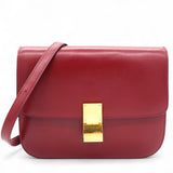 Celine  Smooth Calfskin Medium Classic Box Flap Bag Red