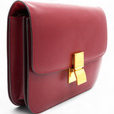 Celine  Smooth Calfskin Medium Classic Box Flap Bag Red 
