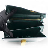  Celine Spazzolato Calfskin Classic Box Medium Flap Bag Dark Green 