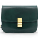  Celine Spazzolato Calfskin Classic Box Medium Flap Bag Dark Green 