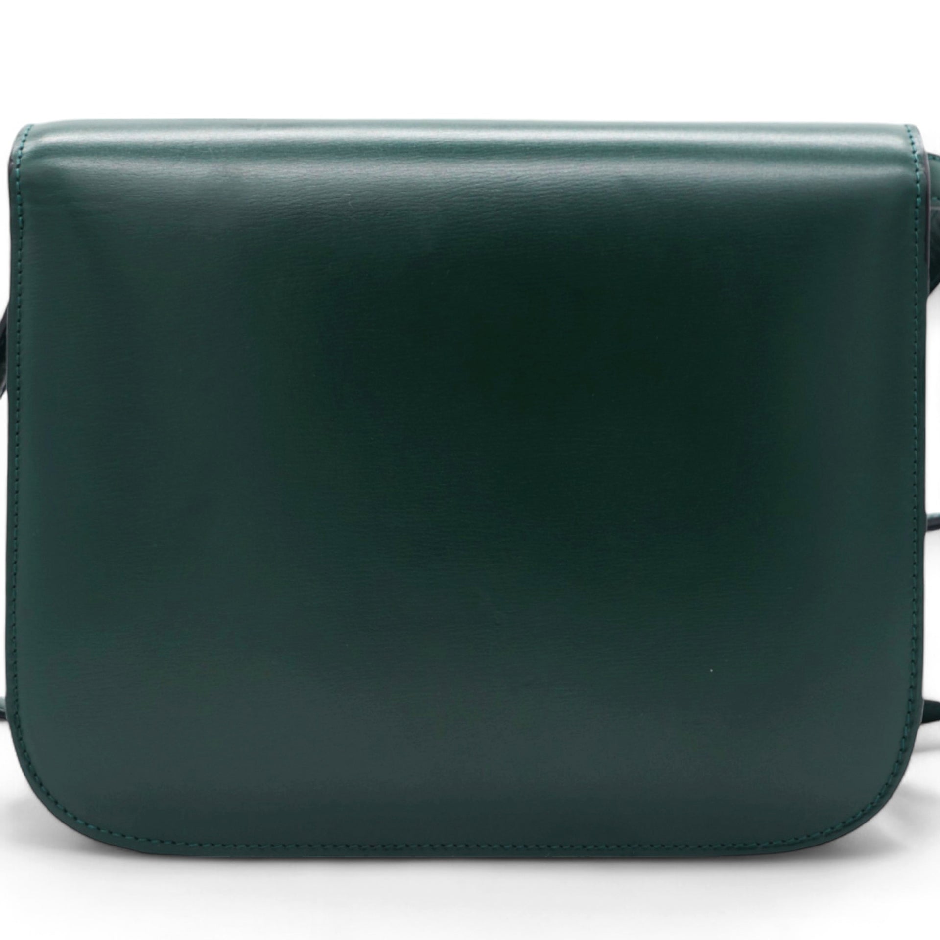  Celine Spazzolato Calfskin Classic Box Medium Flap Bag Dark Green 