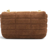 Celine Suede Matelasse Quilted Chain Shoulder Bag Brown 