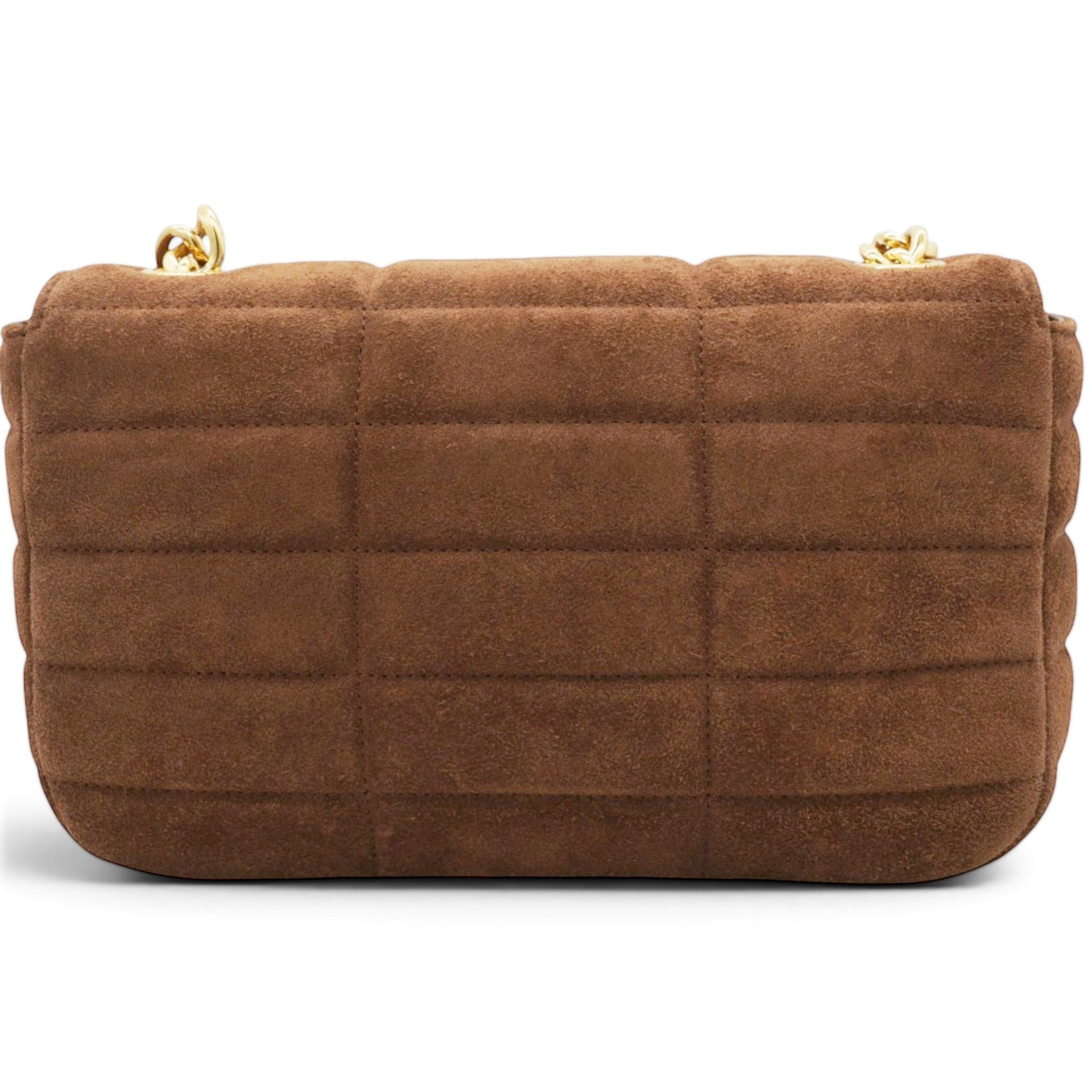 Celine Suede Matelasse Quilted Chain Shoulder Bag Brown 