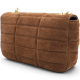 Celine Suede Matelasse Quilted Chain Shoulder Bag Brown 