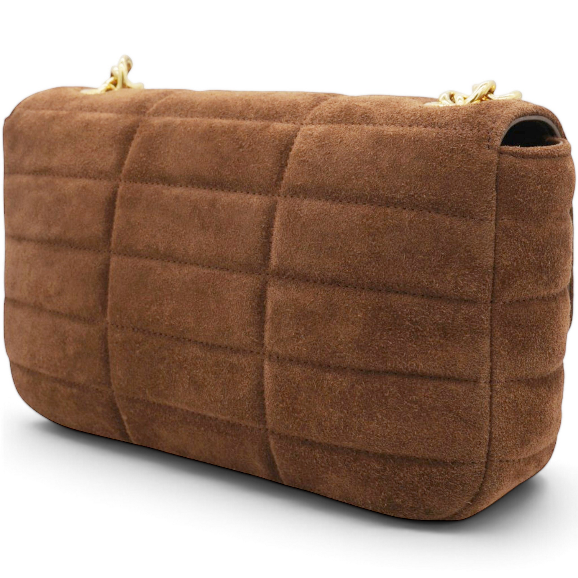 Celine Suede Matelasse Quilted Chain Shoulder Bag Brown 