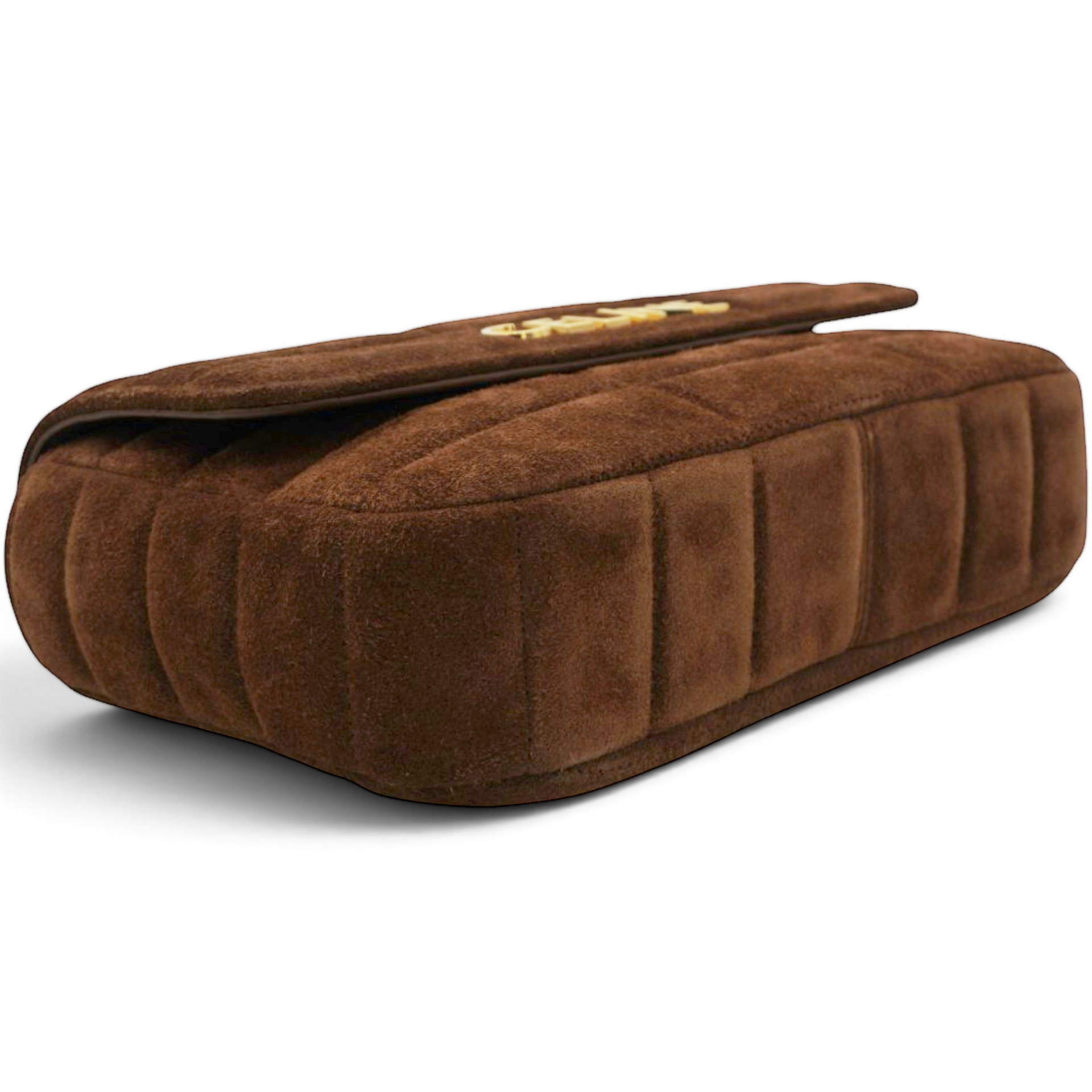 Celine Suede Matelasse Quilted Chain Shoulder Bag Brown 