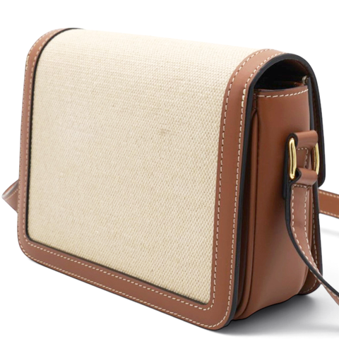 Celine Textile Natural Calfskin Teen Triomphe White Tan 