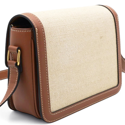 Celine Textile Natural Calfskin Teen Triomphe White Tan 