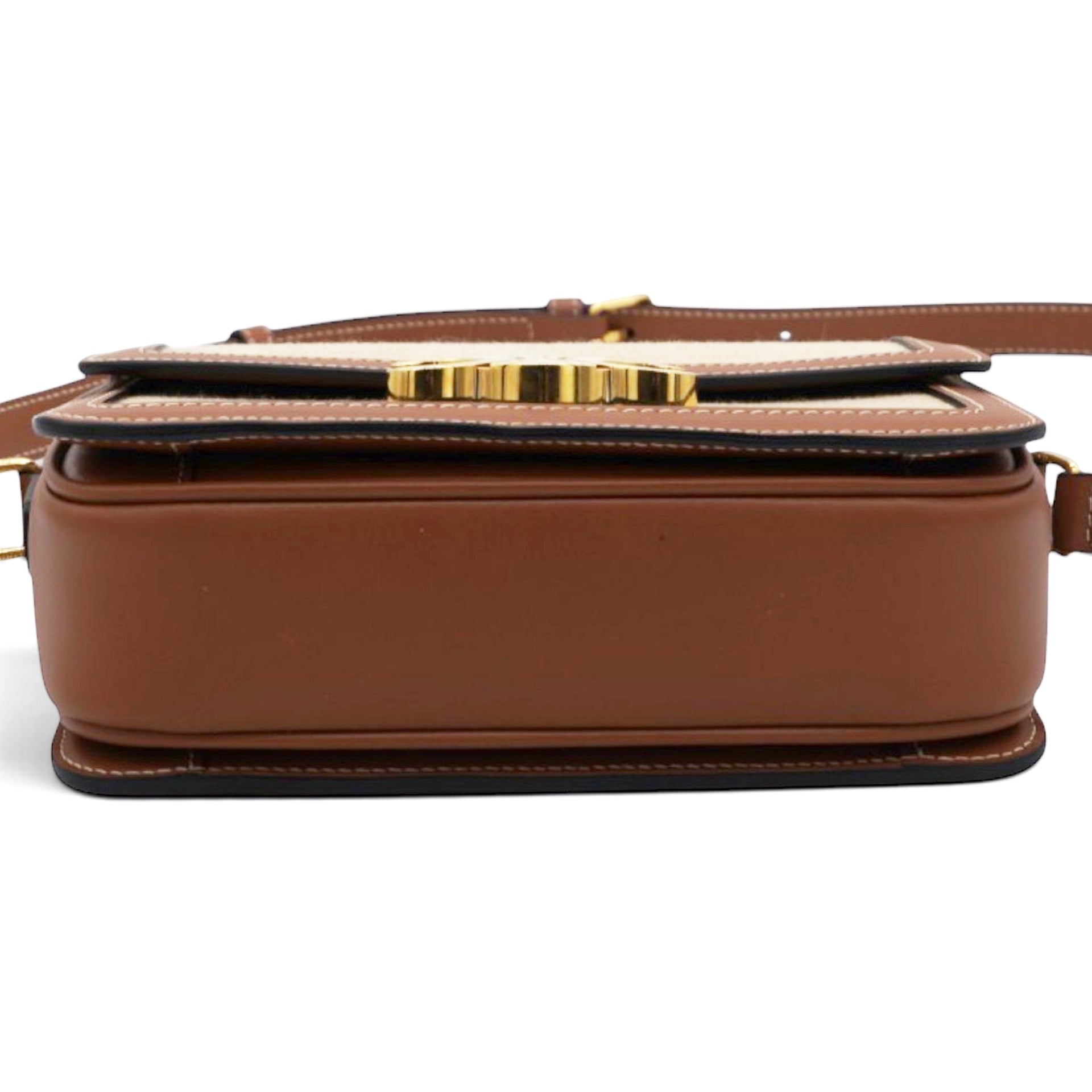 Celine Textile Natural Calfskin Teen Triomphe White Tan 
