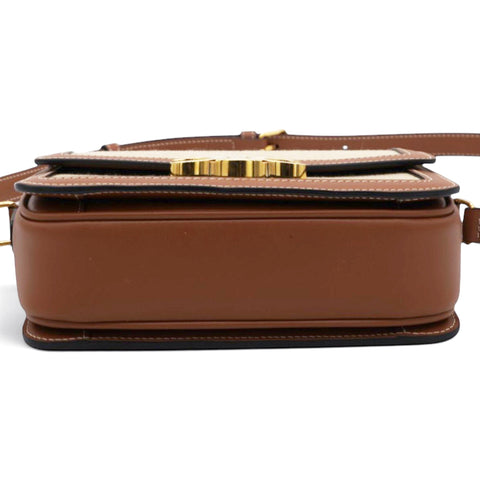 Celine Textile Natural Calfskin Teen Triomphe White Tan 