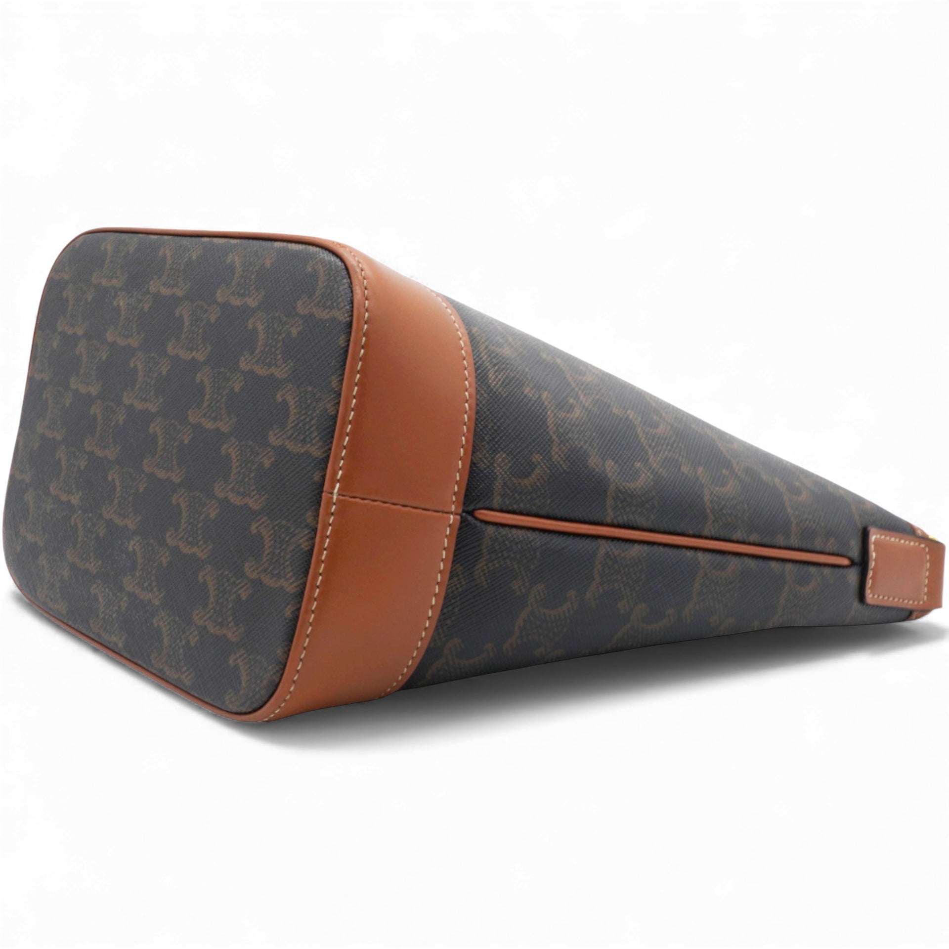 Celine Triomphe Canvas Bucket Bag Tan