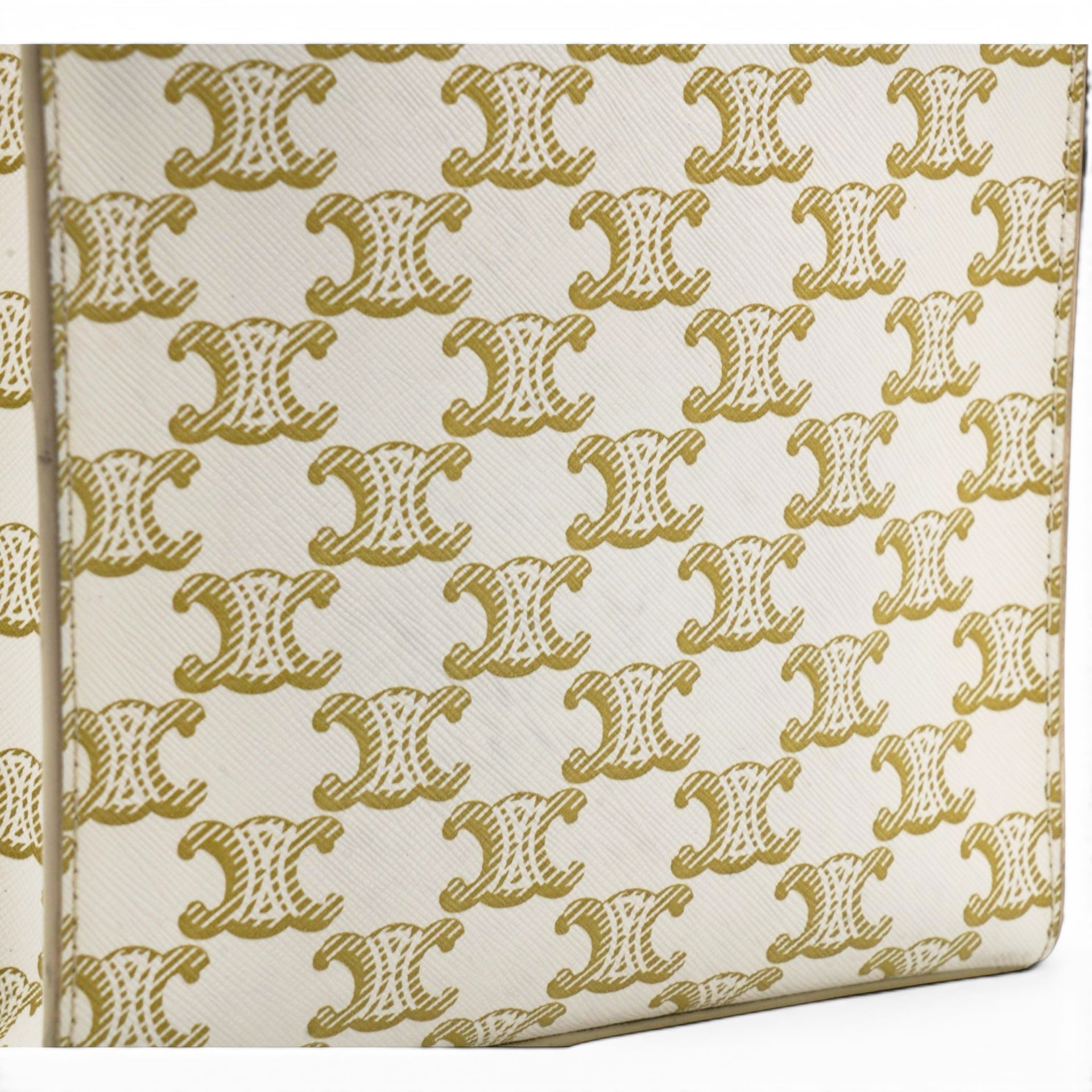 Celine Triomphe Canvas Calfskin Mini Vertical Cabas White 
