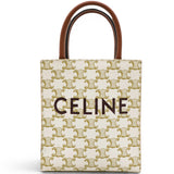 Celine Triomphe Canvas Calfskin Mini Vertical Cabas White 