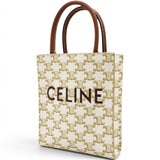 Celine Triomphe Canvas Calfskin Mini Vertical Cabas White