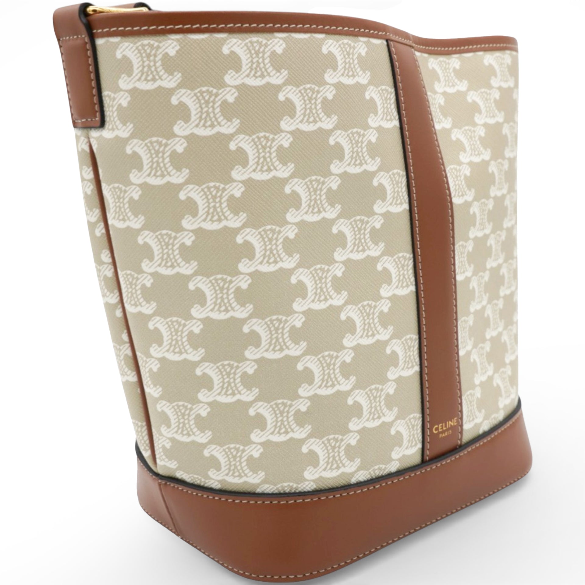 Celine Triomphe Canvas Calfskin Small Bucket Bag 