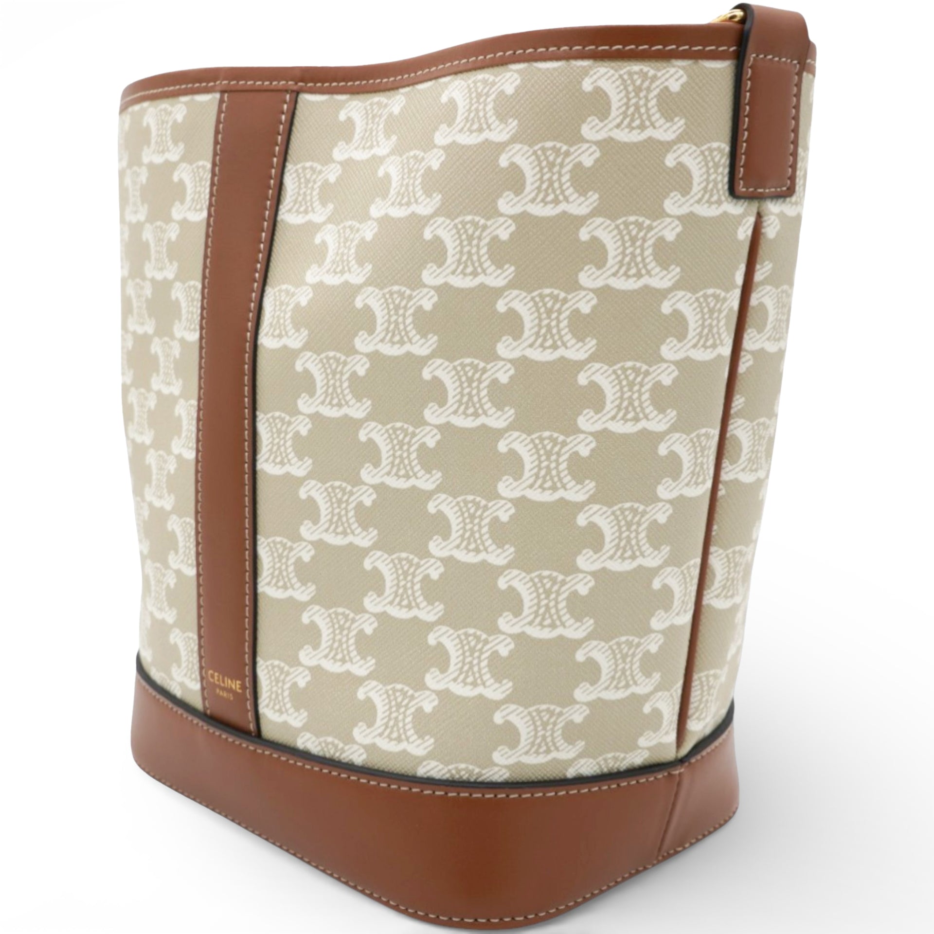 Celine Triomphe Canvas Calfskin Small Bucket Bag 