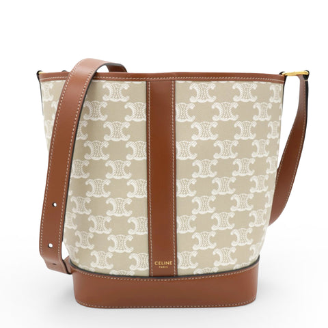 Celine Triomphe Canvas Calfskin Small Bucket Bag 