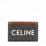  Celine Triomphe Canvas Card Holder Tan 