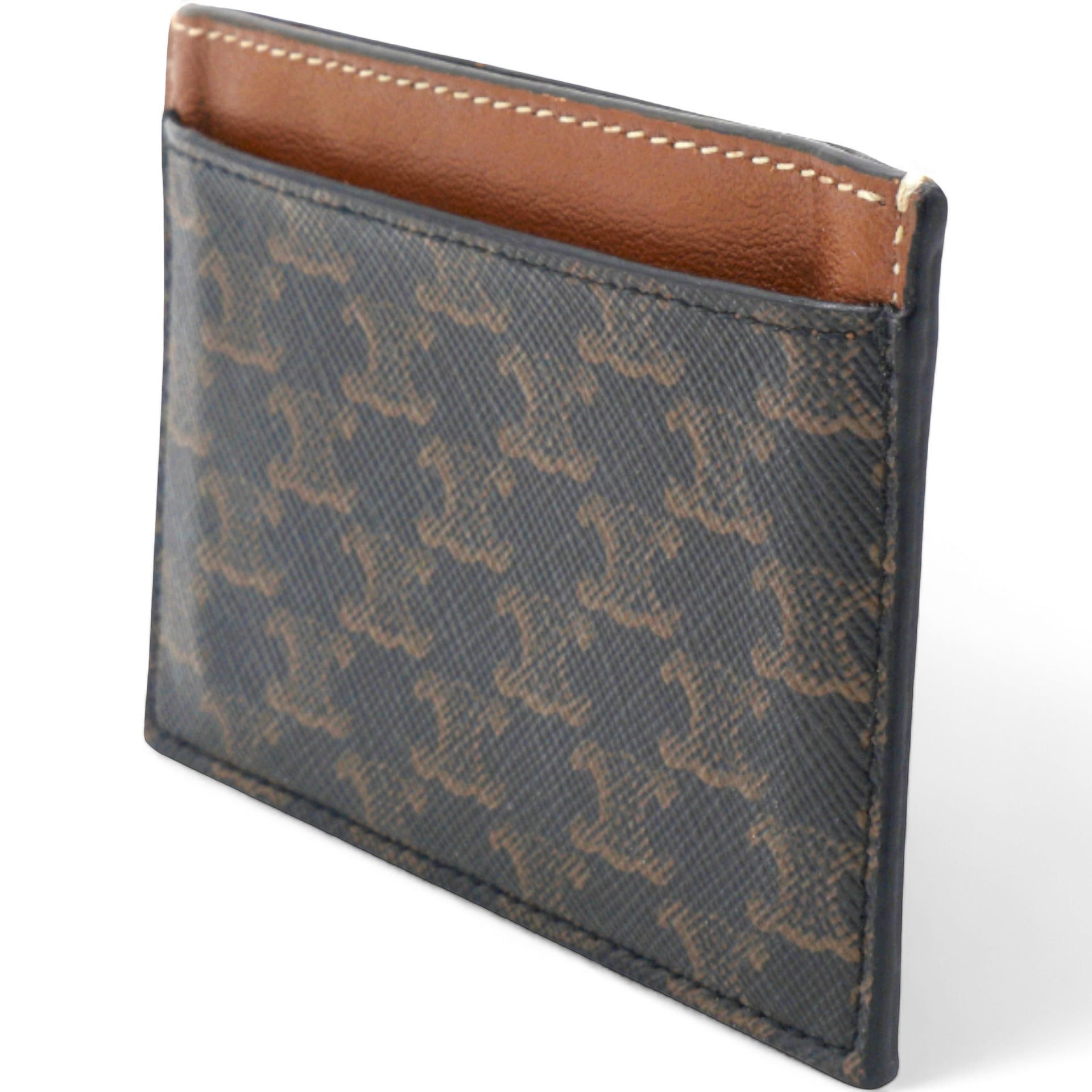  Celine Triomphe Canvas Card Holder Tan 