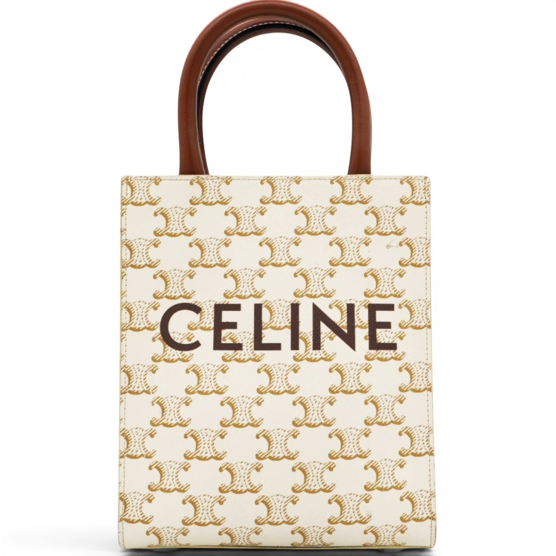 Celine Triomphe Canvas Mini Vertical Cabas White 
