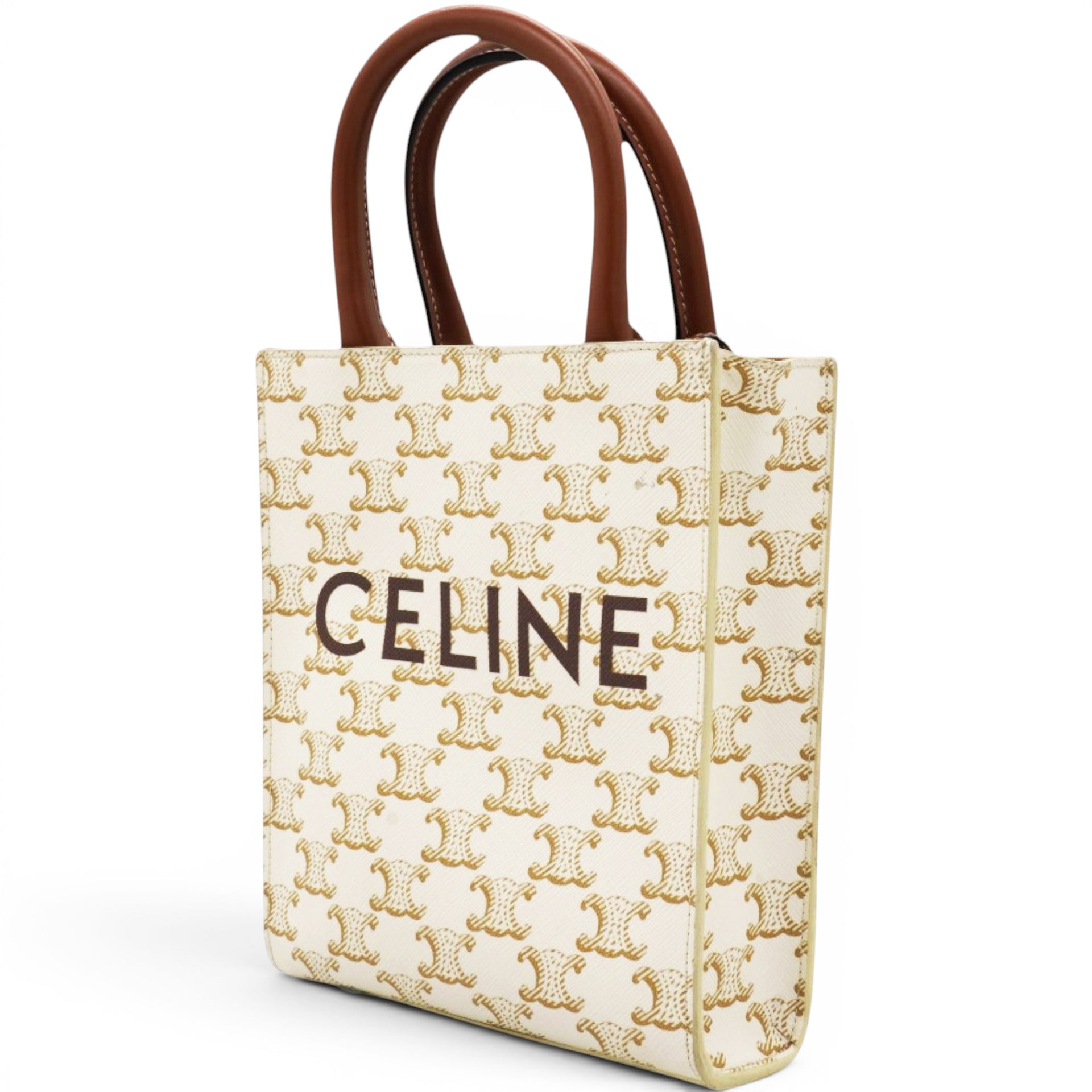 Celine Triomphe Canvas Mini Vertical Cabas White 