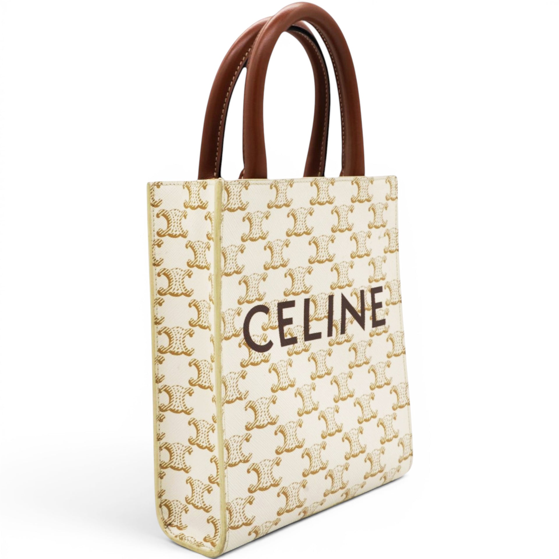 Celine Triomphe Canvas Mini Vertical Cabas White 