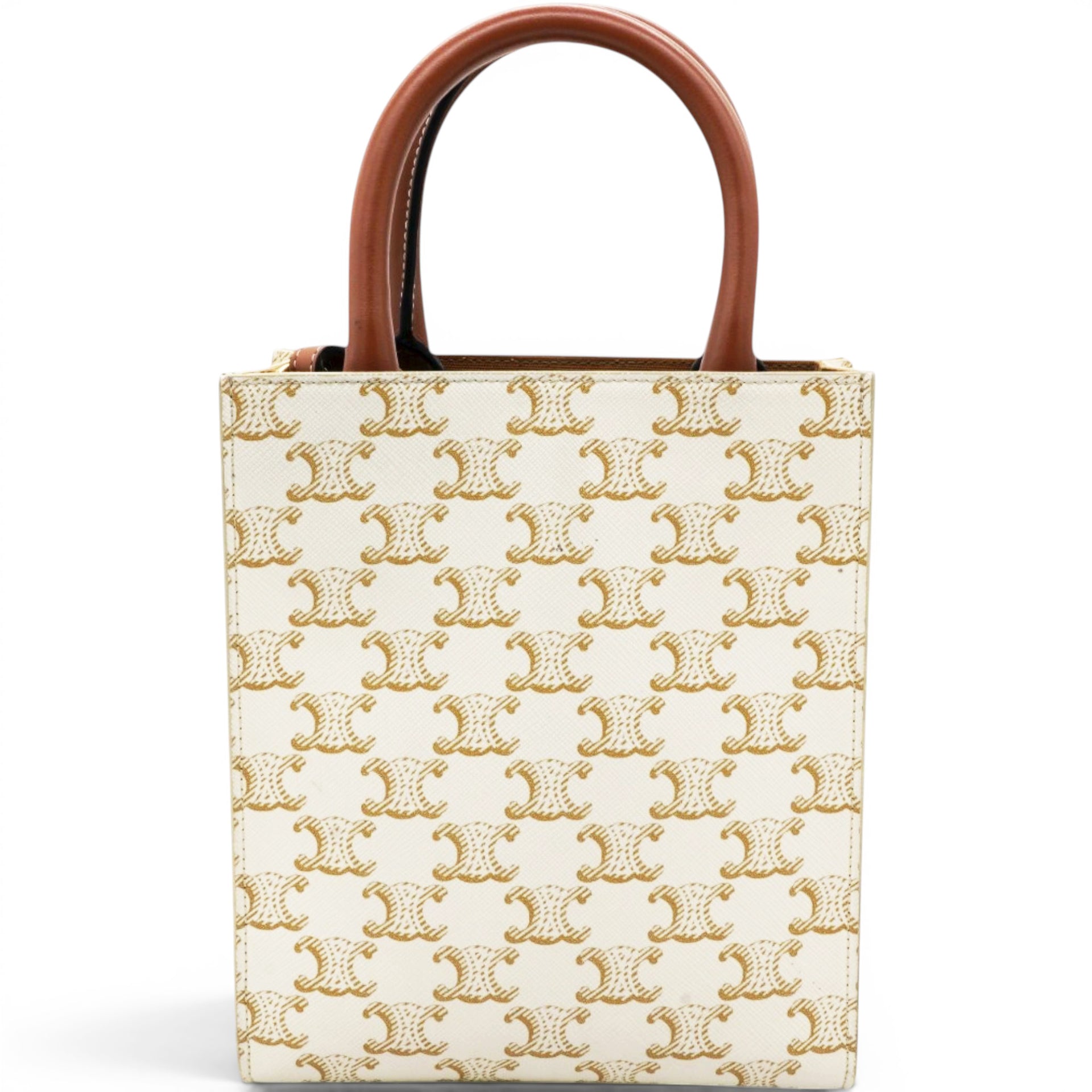 Celine Triomphe Canvas Mini Vertical Cabas White 