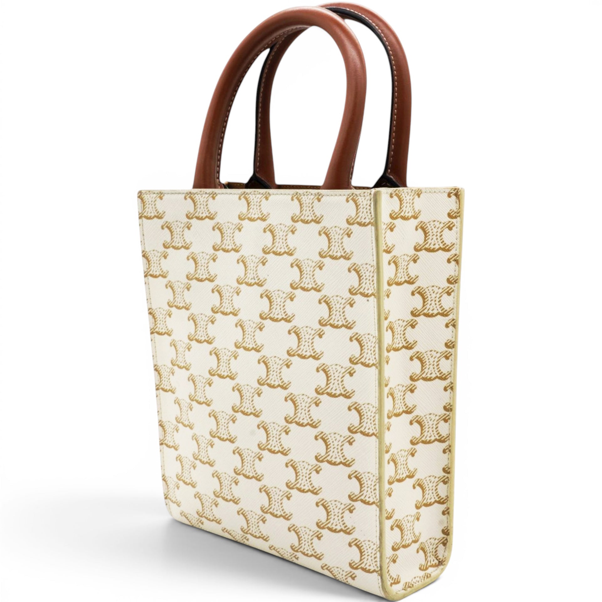 Celine Triomphe Canvas Mini Vertical Cabas White 