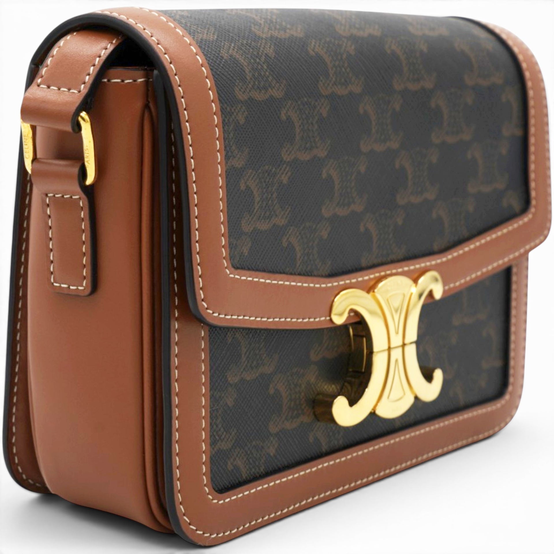 Celine Triomphe Canvas Triomphe Bag Tan 