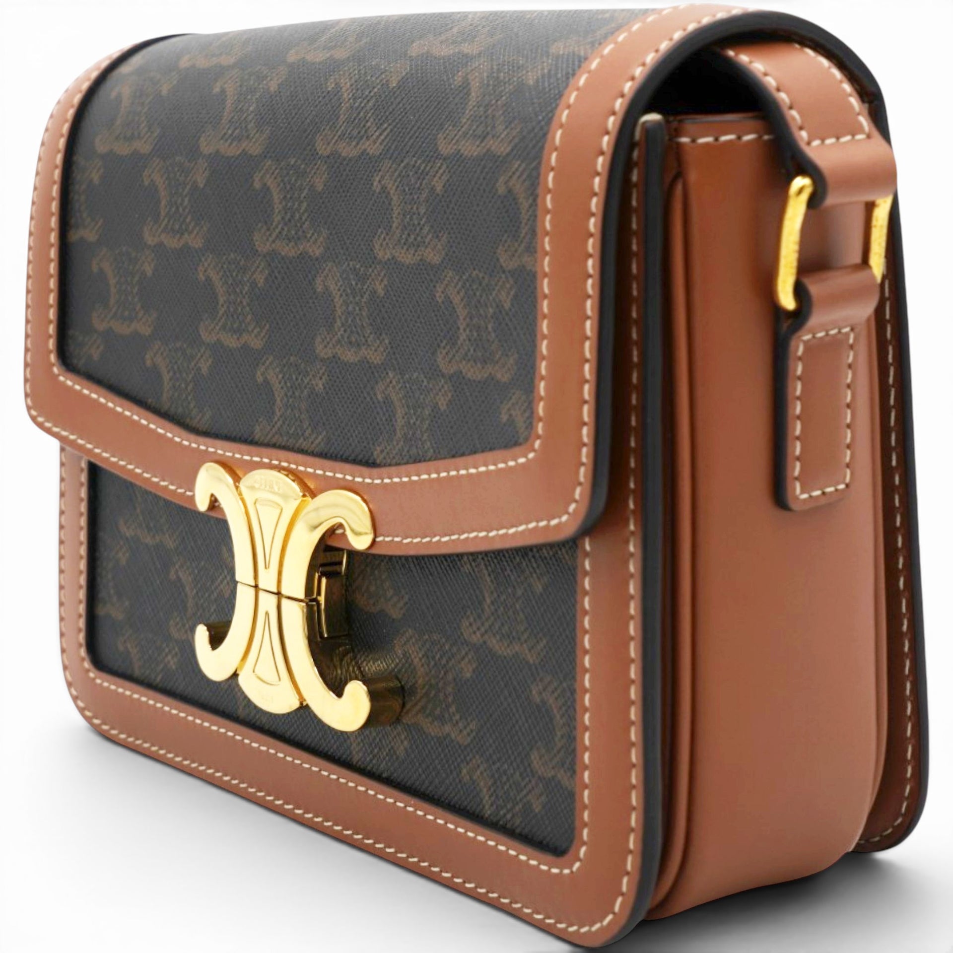 Celine Triomphe Canvas Triomphe Bag Tan 