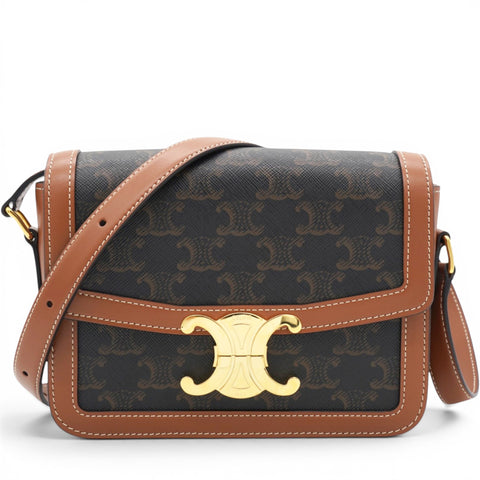 Celine Triomphe Canvas Triomphe Bag Tan 