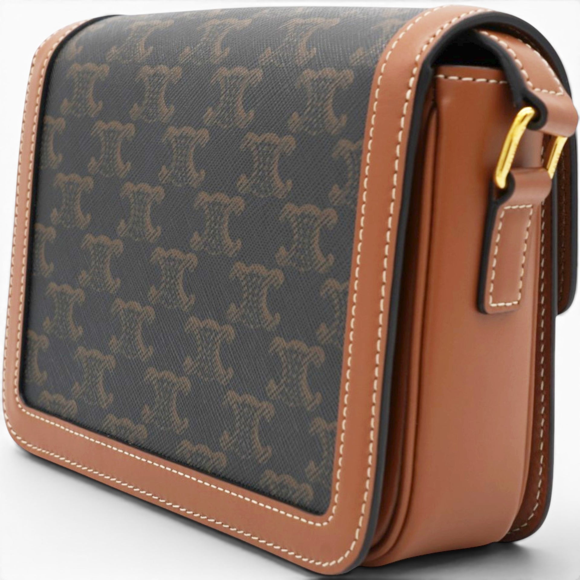 Celine Triomphe Canvas Triomphe Bag Tan 