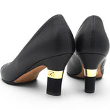 Chane Lambskin Grosgrain Cap Toe CC Pumps Black Size35.5 