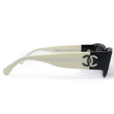 Chanel Acetate Polarized Rectangle Sunglasses 5525 Black White 