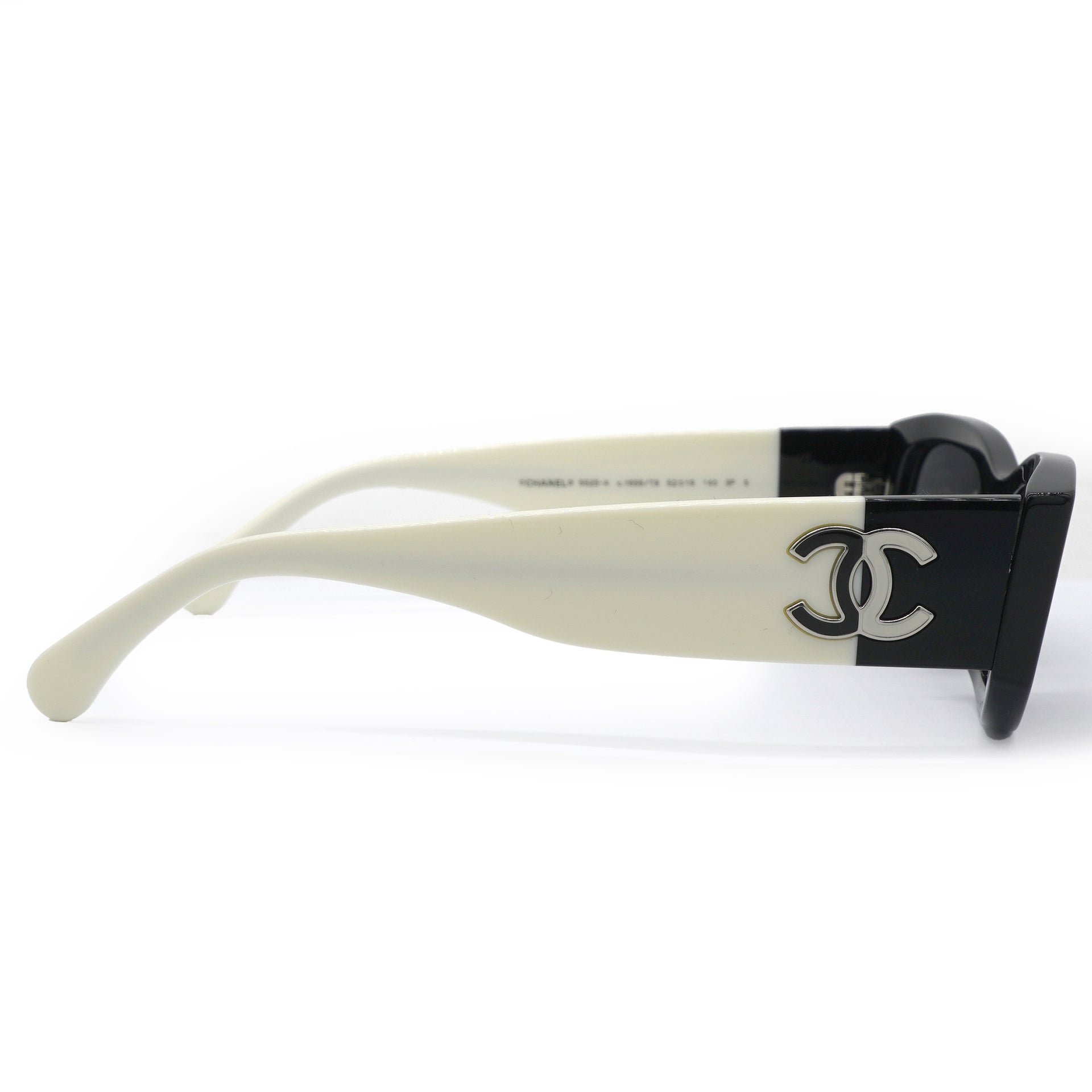 Chanel Acetate Polarized Rectangle Sunglasses 5525 Black White 