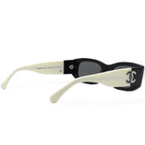 Chanel Acetate Polarized Rectangle Sunglasses 5525 Black White 