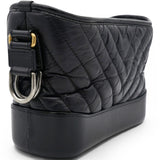 Chanel Aged Calfskin Quilted Small Gabrielle Logo Hobo Black 